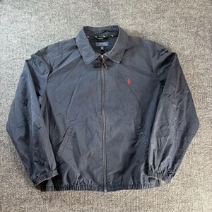 Polo Ralph Lauren Jacket Mens 2XL Blue Cotton Windbreaker Full Zip Lightweight